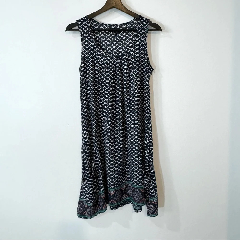Papillon Blanc Artsy Smock A Line Dress with geometric Print Cottagecore Vibes S